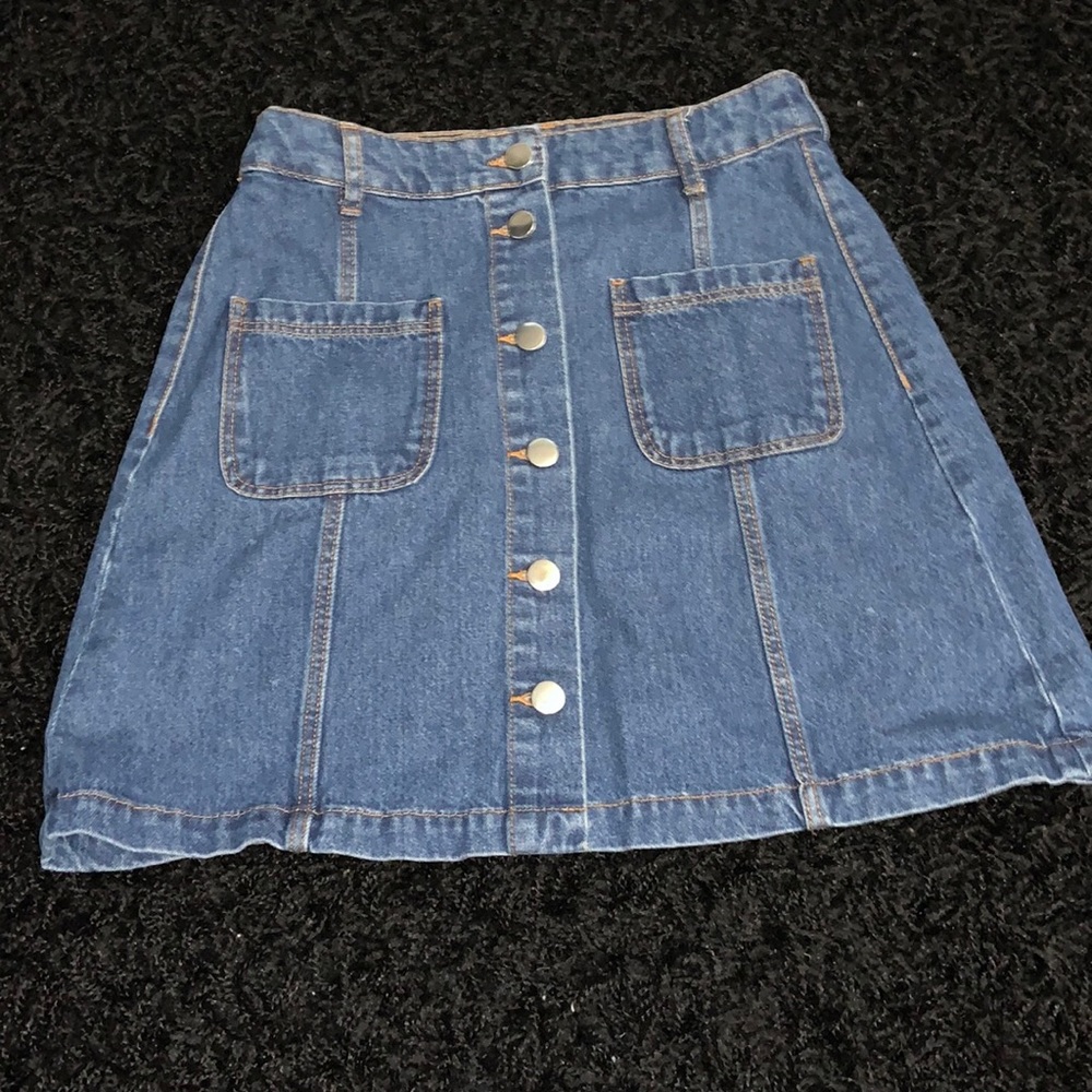 Denim button up mini skirt